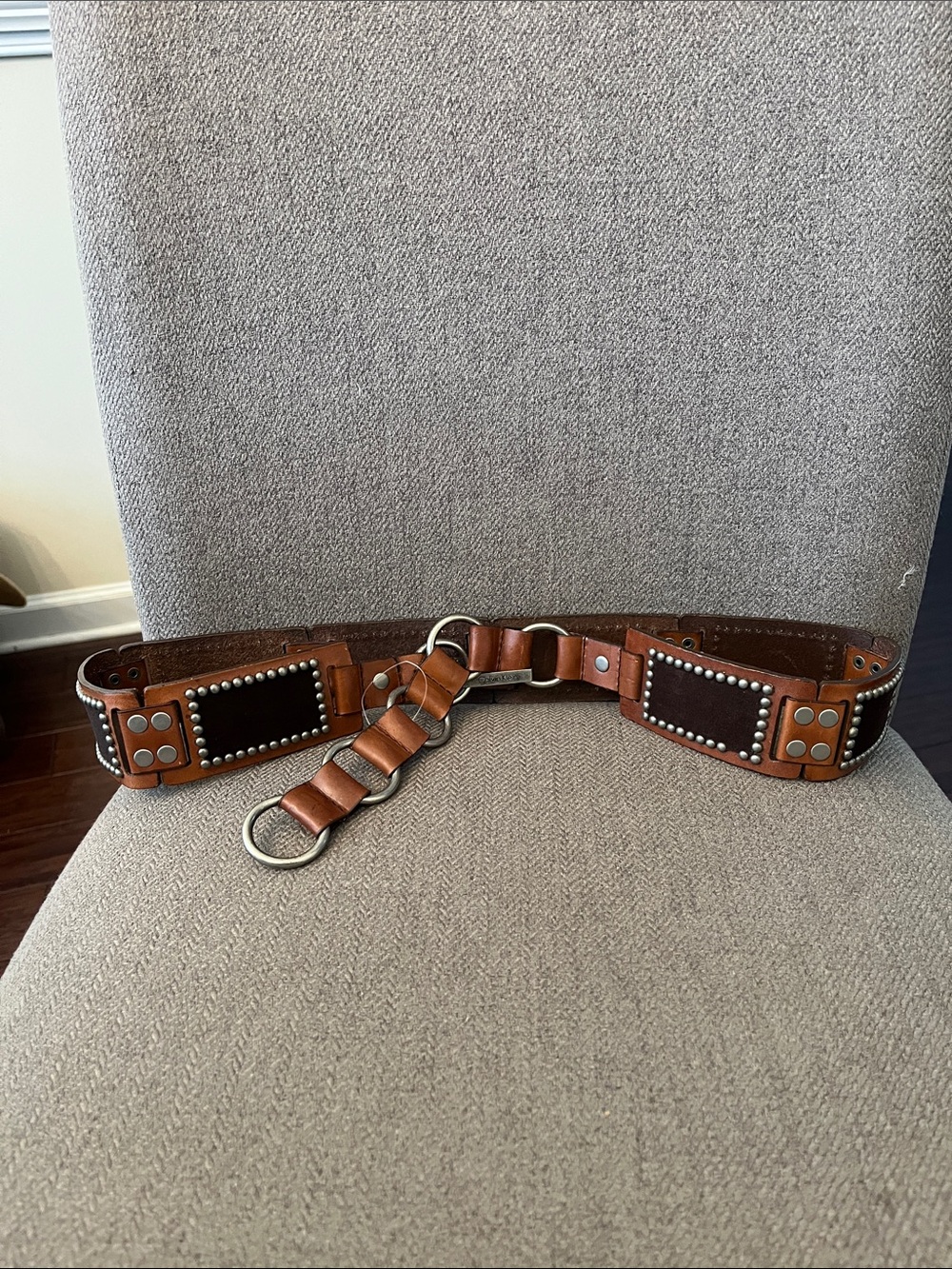 Calvin Klein Vintage Suede Leather Studded Utility Belt